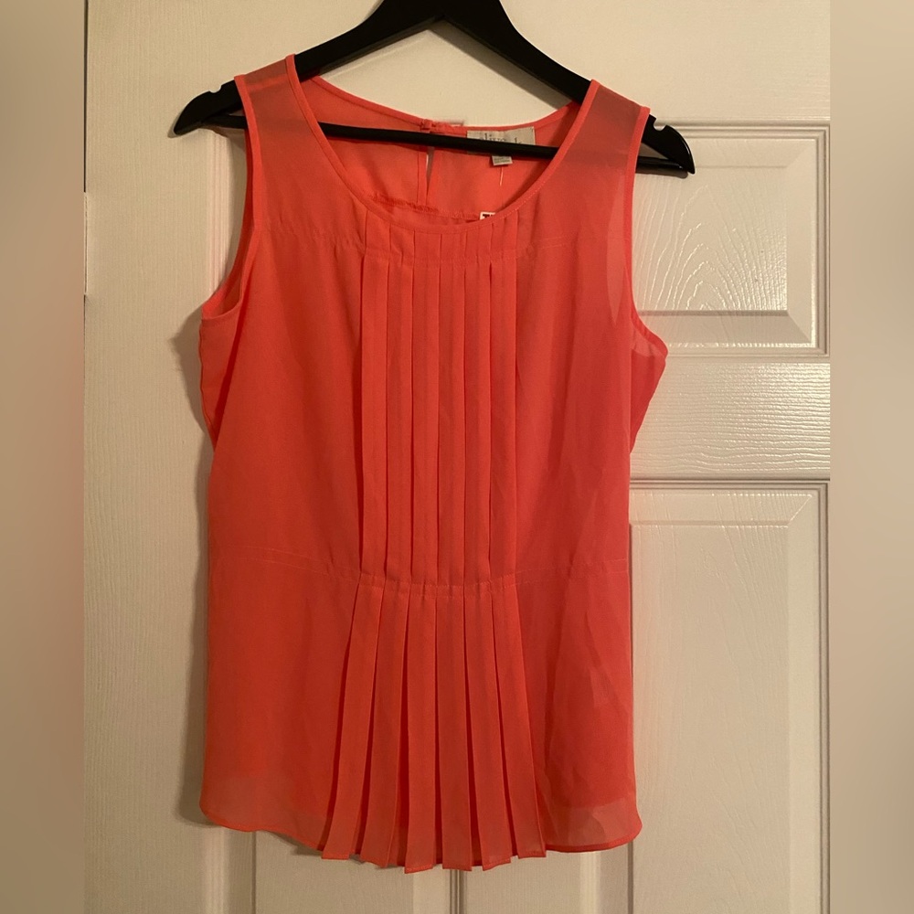 Olive&Oak Coral Sleeveless Pleated Women's Top. Medium.Sheer. NWT.